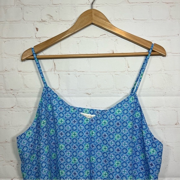 Cynthia Rowley Tank Top Shirt Blouse Womens XL Blue Geometric Polyester Career - Picture 2 of 9